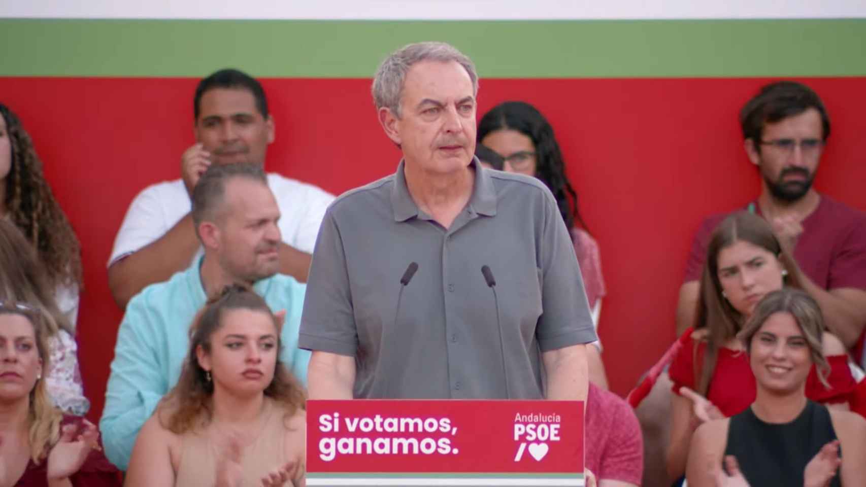 José Luis Rodríguez Zapatero en el mitin en Vélez-Málaga donde alabó las figuras de Chaves y Griñán.