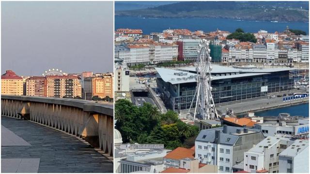 La noria desde diferentes puntos de la ciudad