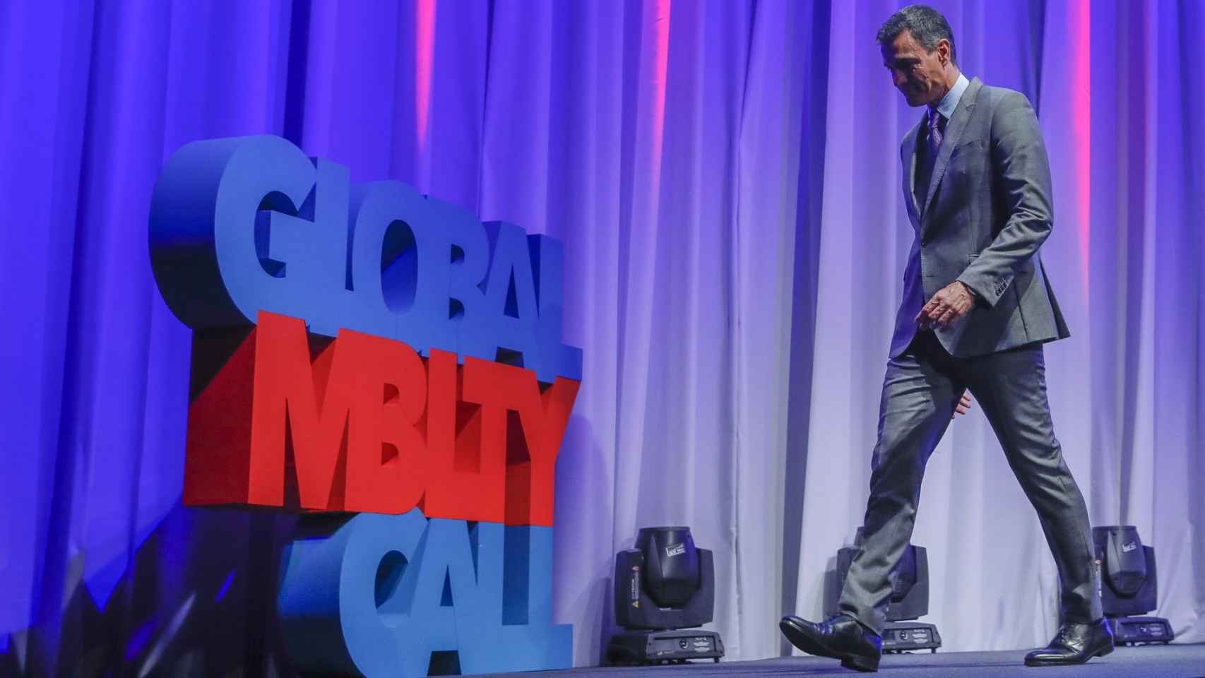 El presidente del Gobierno, Pedro Sánchez, durante la clausura del Global Mobility Call.