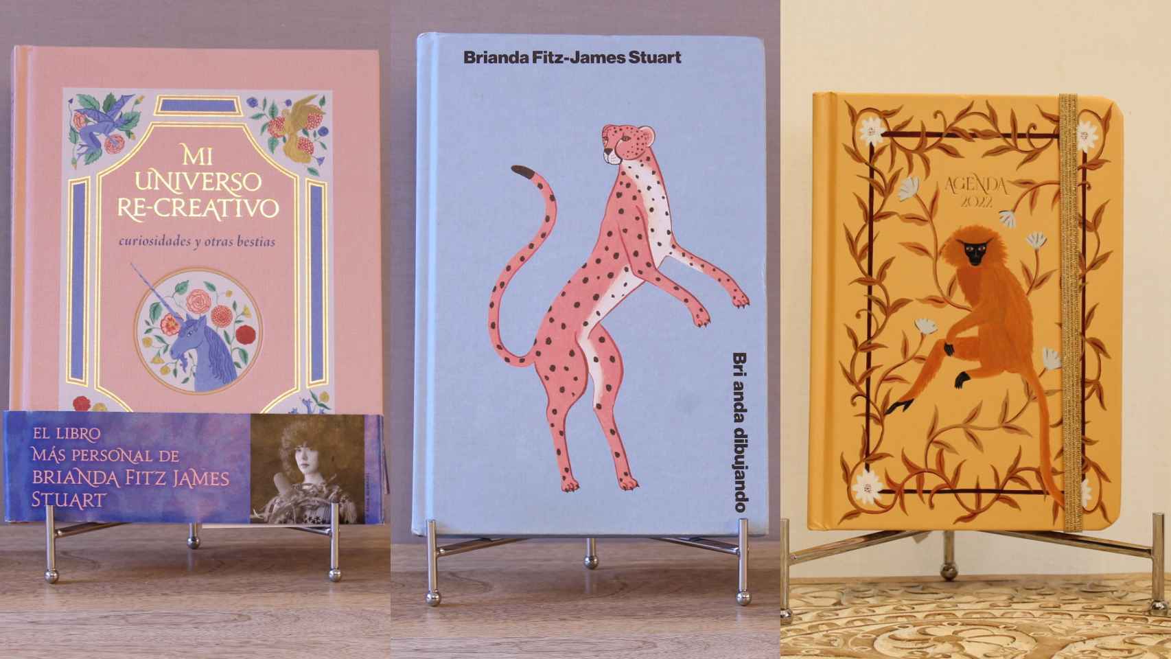 Tres de los libros de Brianda Fitz-James que se pueden adquirir en la tienda de su madre.
