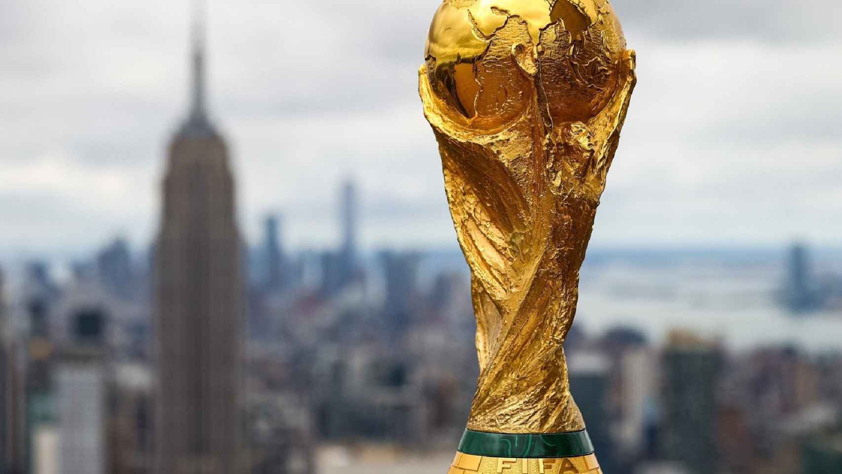 El trofeo de la Copa del Mundo en Nueva York