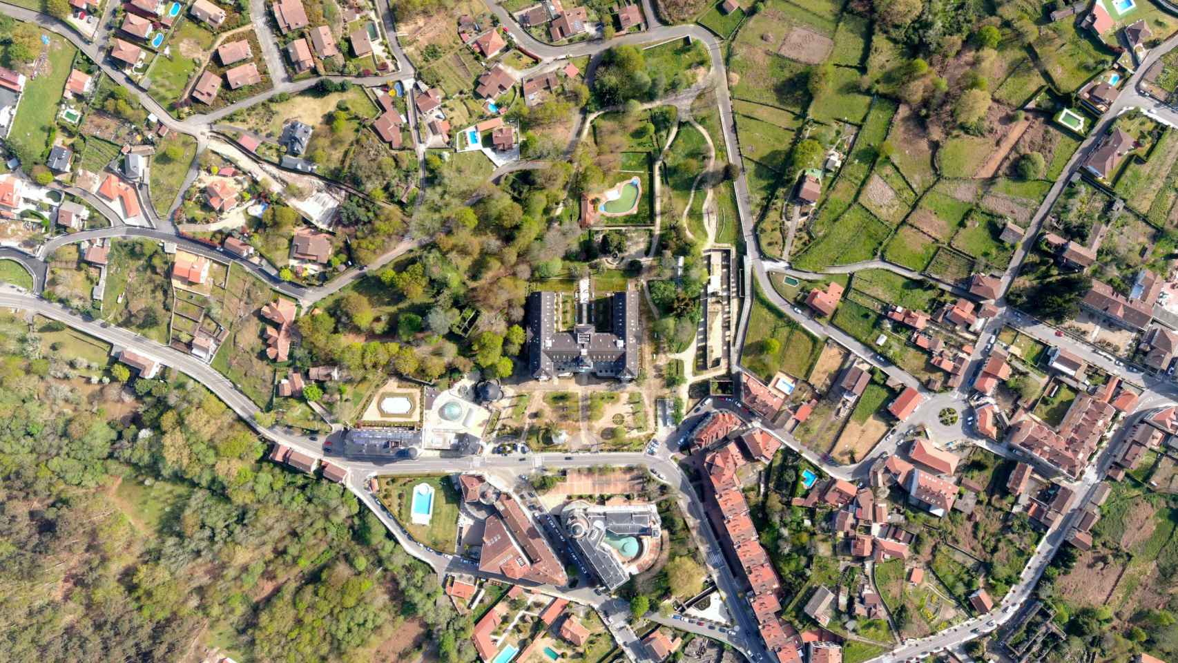 Vista aérea de Mondariz-Balneario (Pontevedra).