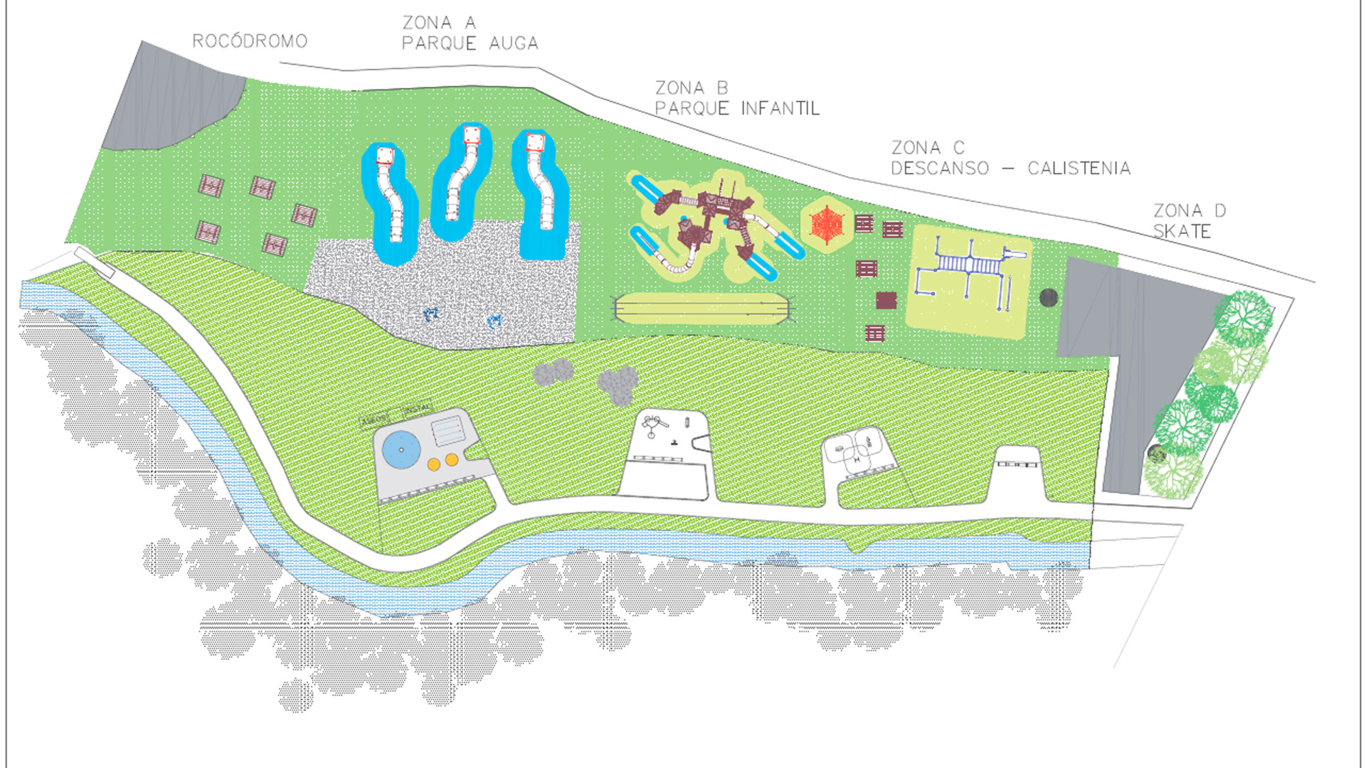 Plano de la ampliación del parque del agua de la Pesqueira