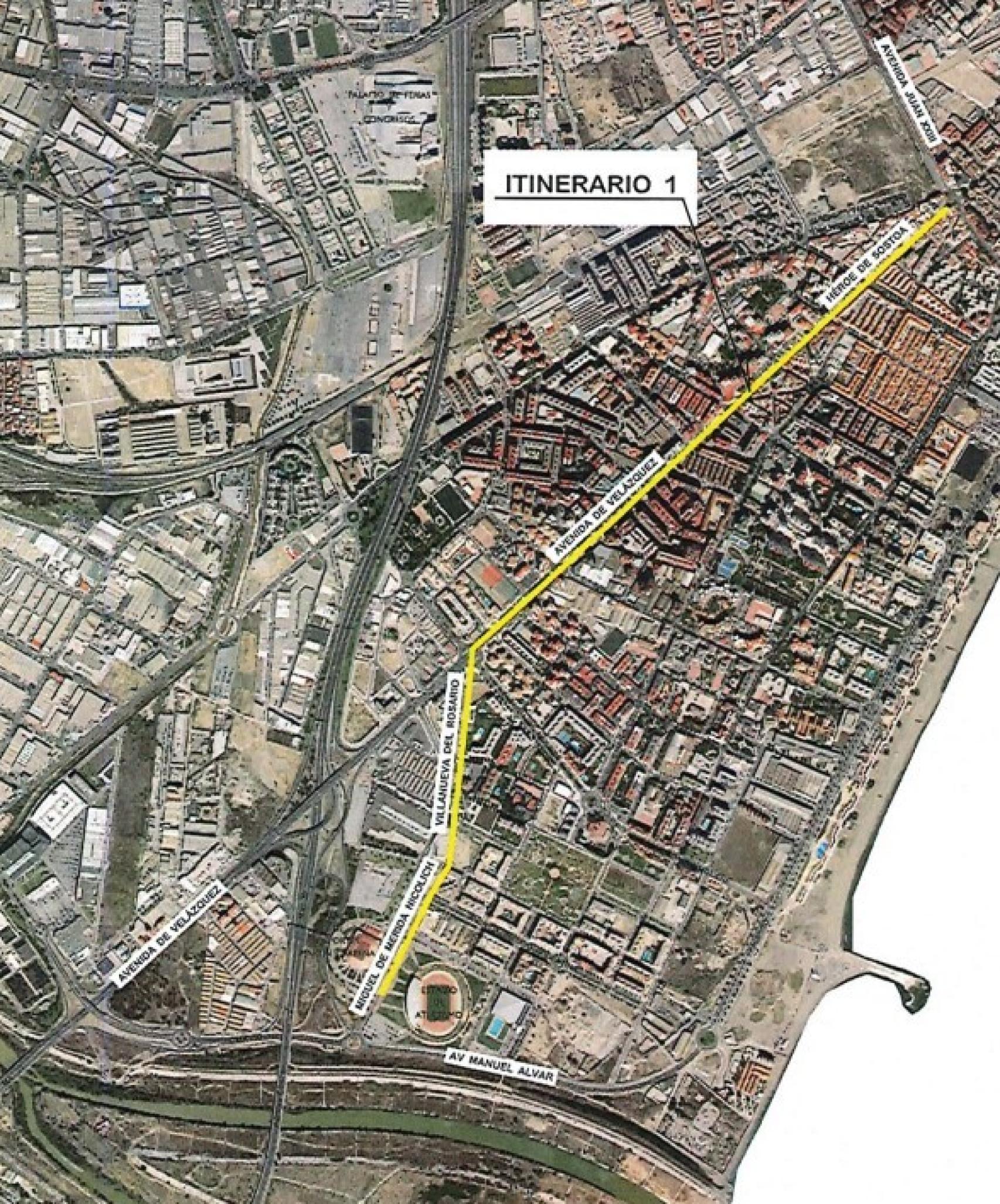 Trazado previsto para el carril bici de la Avenida de Velázquez.