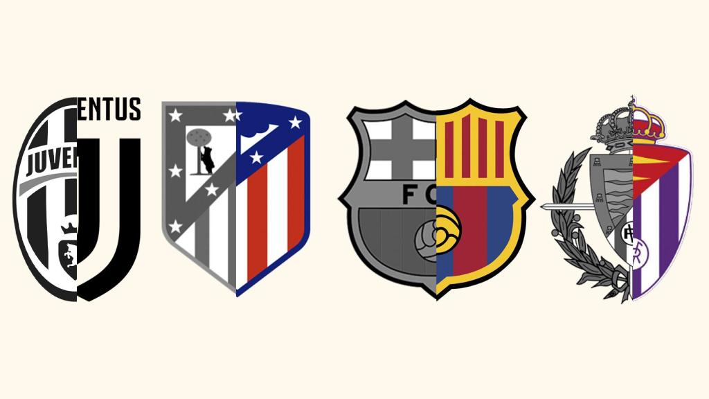 Los rediseños de los escudos de Juventus, Atlético de Madrid, FC Barcelona y Real Valladolid