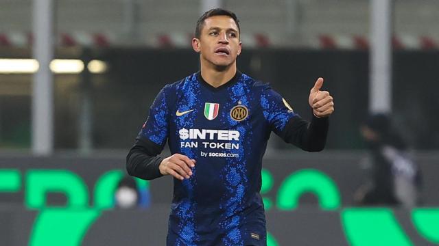 Alexis Sánchez, durante un partido del Inter de Milán de la temporada 2021/2022