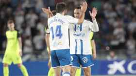 Los jugadores del Tenerife celebran un gol contra el Girona