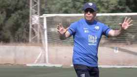 Antonio Tapia dirige el primer entrenamiento del Málaga 2022-2023