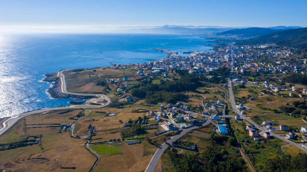 Vista aérea de la costa de Burela (Lugo).