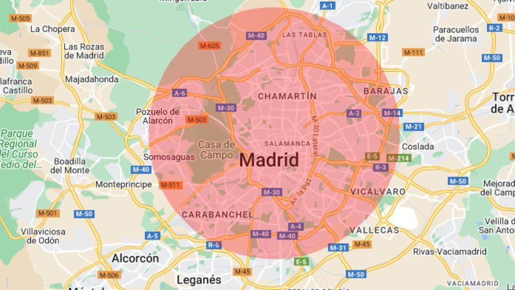 Equivalente de la superficie quemada con Madrid