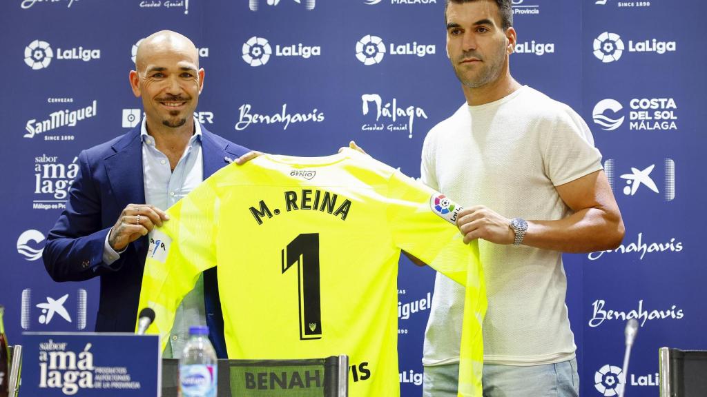 Manolo Reina en su presentación con el Málaga CF