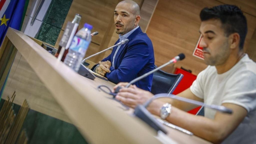 Manolo Gaspar en la presentación de Manolo Reina en La Rosaleda