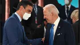 Joe Biden, presidente de EEUU, junto a Pedro Sánchez, en la cumbre de la OTAN de Bruselas, en junio de 2021.