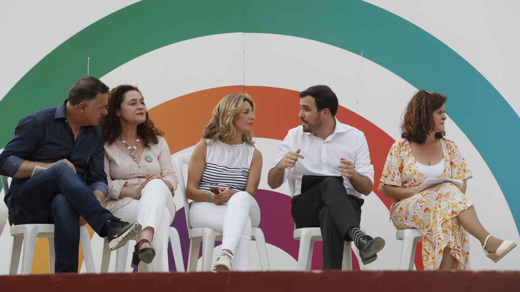 Yolanda Díaz y Alberto Garzón durante un acto electoral de Por Andalucía.