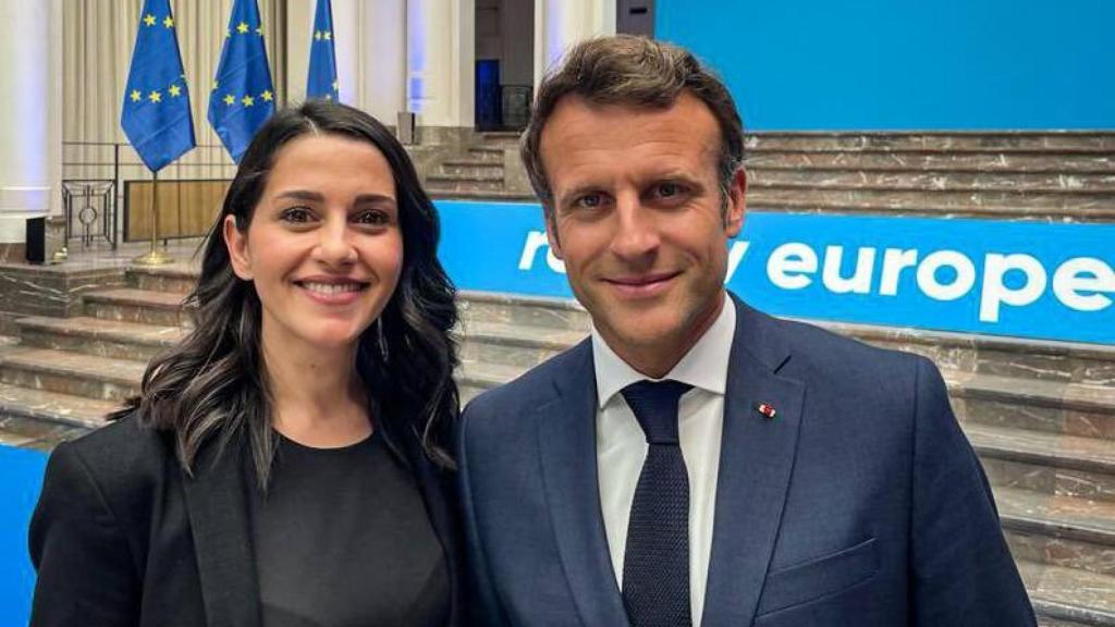 Inés Arrimadas y Emmanuel Macron, en Bruselas.