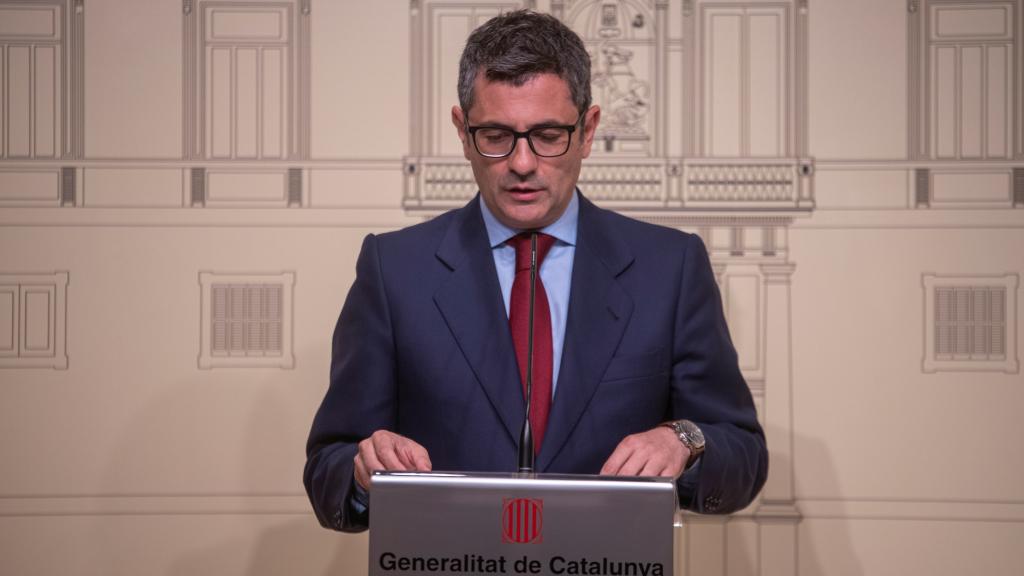 Félix Bolaños, ministro de la Presidencia, este miércoles en una comparecencia en Barcelona.