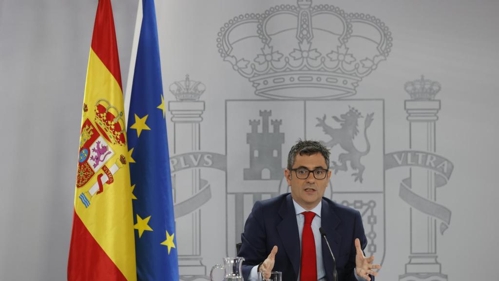 El ministro de la Presidencia, Félix Bolaños, en una rueda de prensa este miércoles.