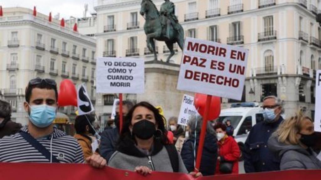 Manifestación a favor de la eutanasia.