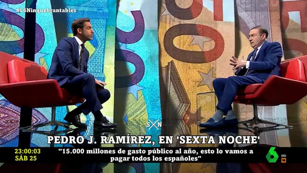 Pedro J. Ramírez, director de EL ESPAÑOL, durante su intervención en 'laSexta Noche'.