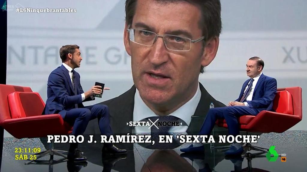 Pedro j. Ramírez durante su conversación con José Yélamo, presentador de 'laSexta Noche' .