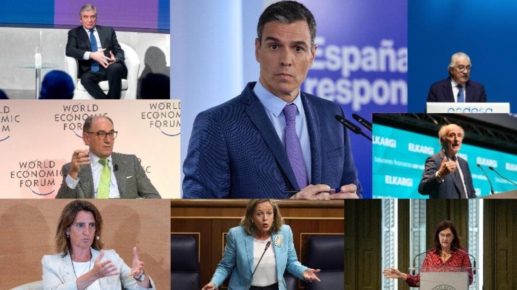 Francisco Reynés, Pedro Sánchez, José Bogas, Ignacio Galán, Antonio Brufau, Teresa Ribera, Nadia Calviño y Cani Fernández.