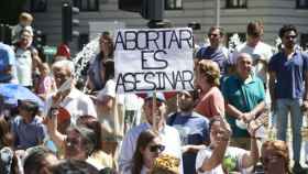 Imagen de la manifestación contra el aborto, este domingo en Madrid.