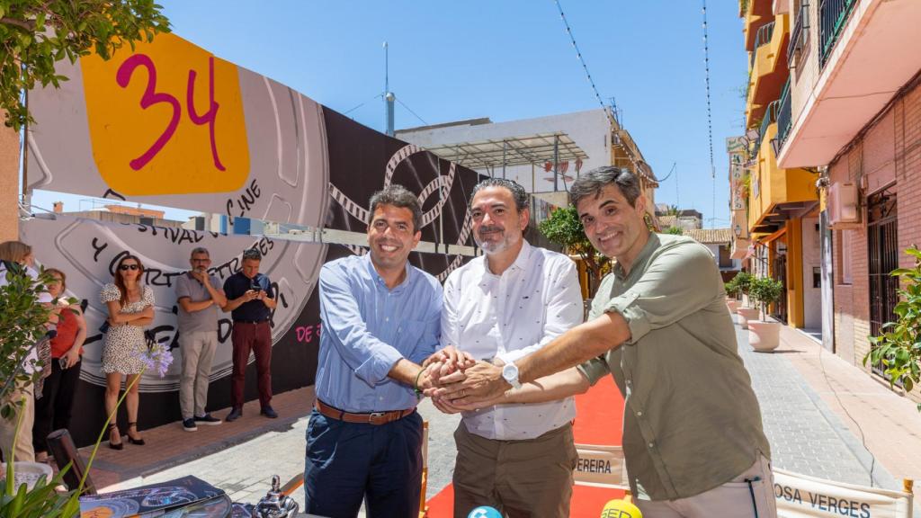 Vicente Arques, Carlos Mazón y Luis Larrodera, en l'Afàs.