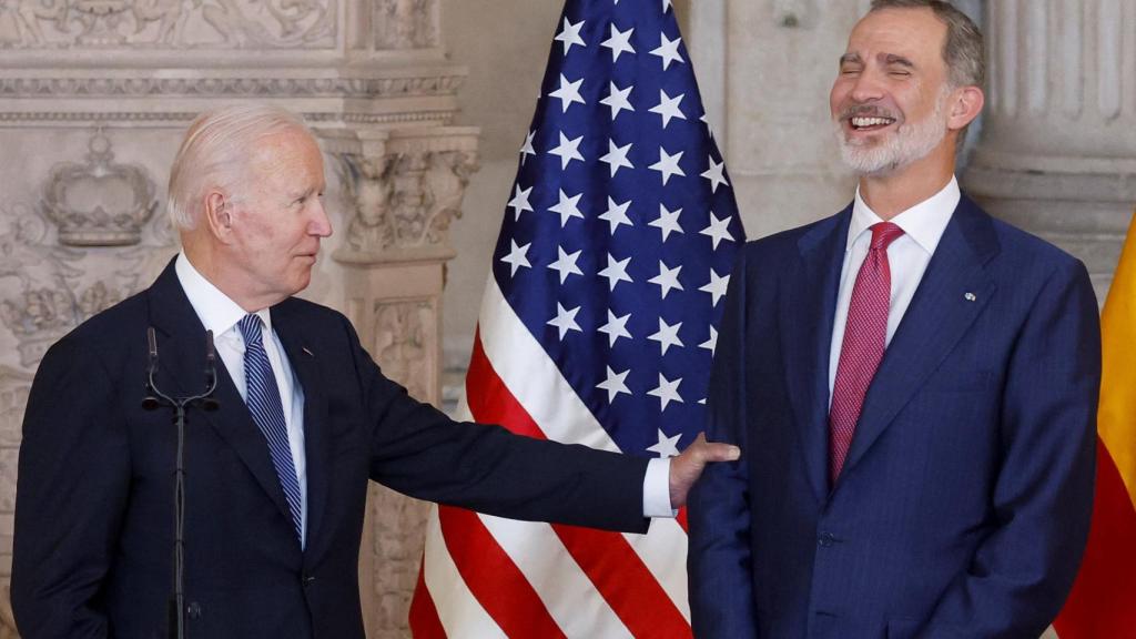 El presidente de EEUU, Joe Biden, junto a Felipe VI en el Palacio Real.