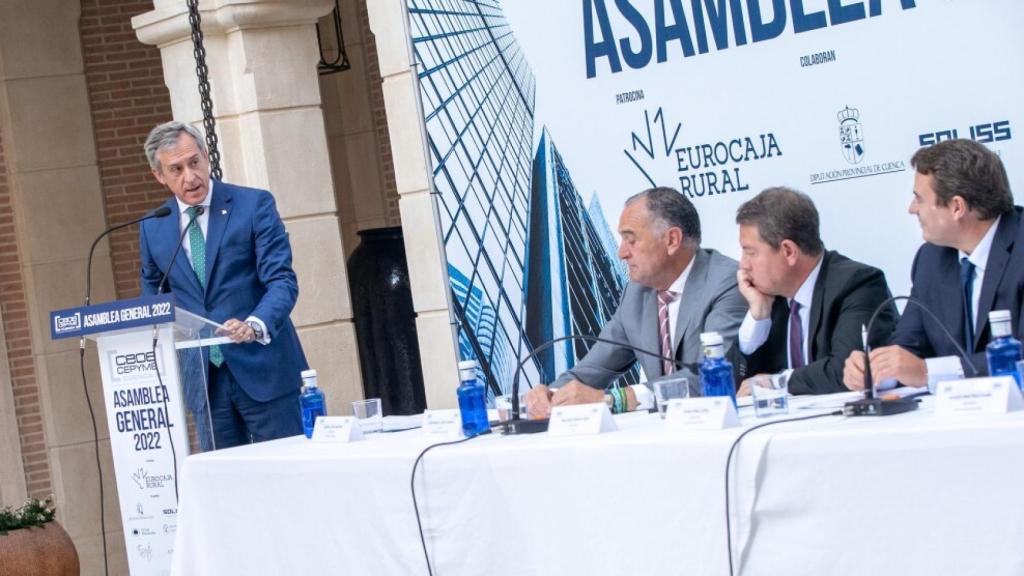 El presidente de Eurocaja Rural, Javier López, en un momento de su intervención.