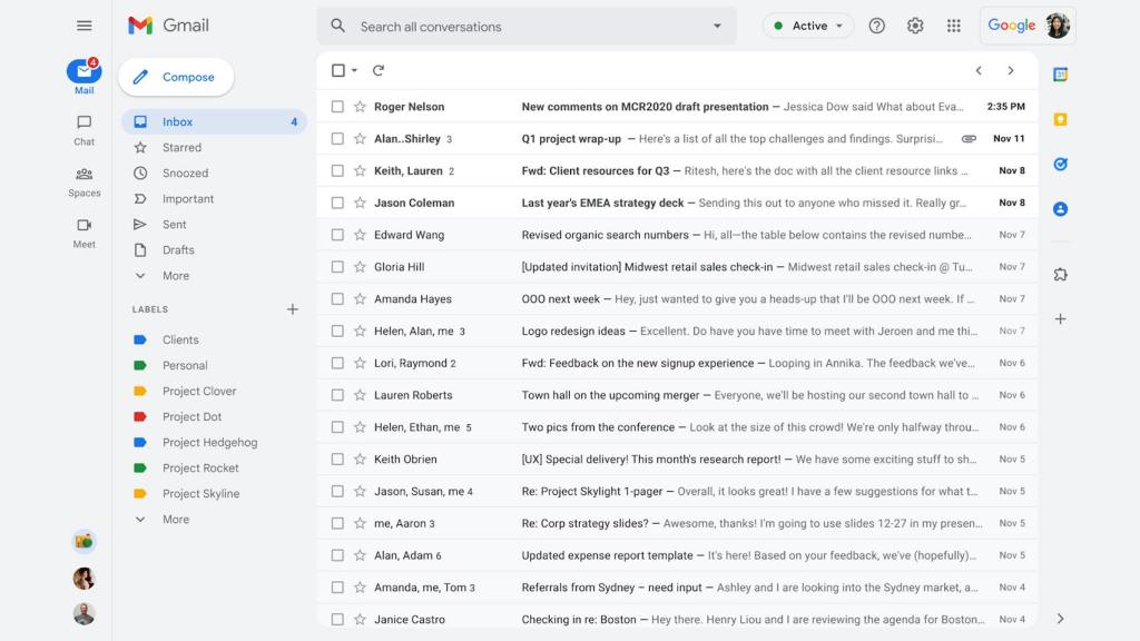 Gmail y su nuevo diseño.