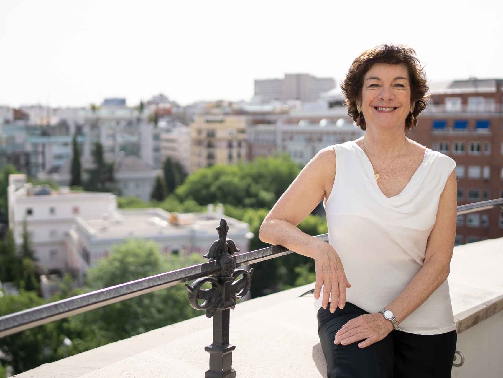 María Emilia, en la terraza de su habitación del Hotel Intercontinental.