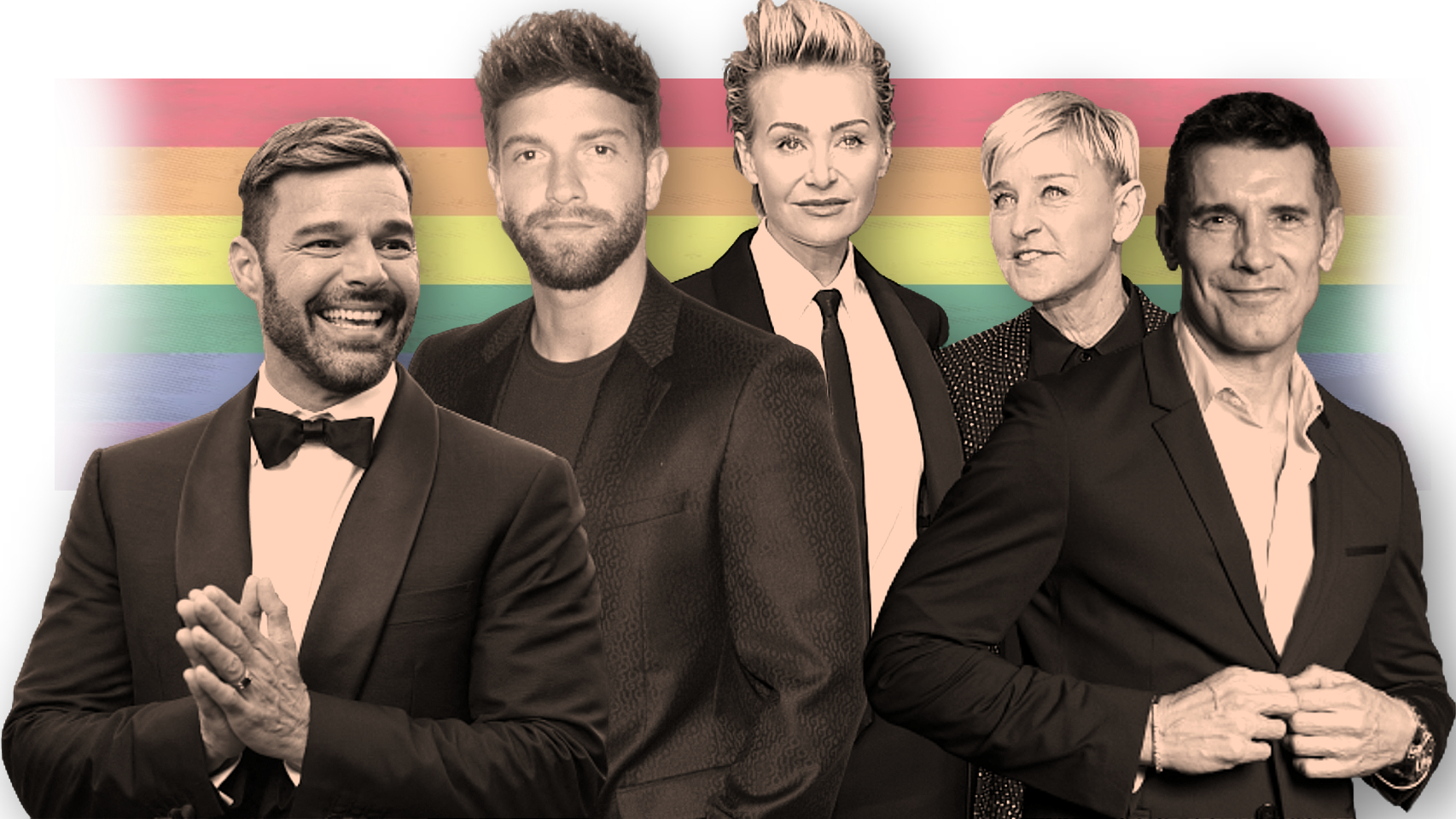 Ricky Martin, Pablo Alborán, Portia de Rossi y Ellen DeGeneres y Jesús Vázquez.