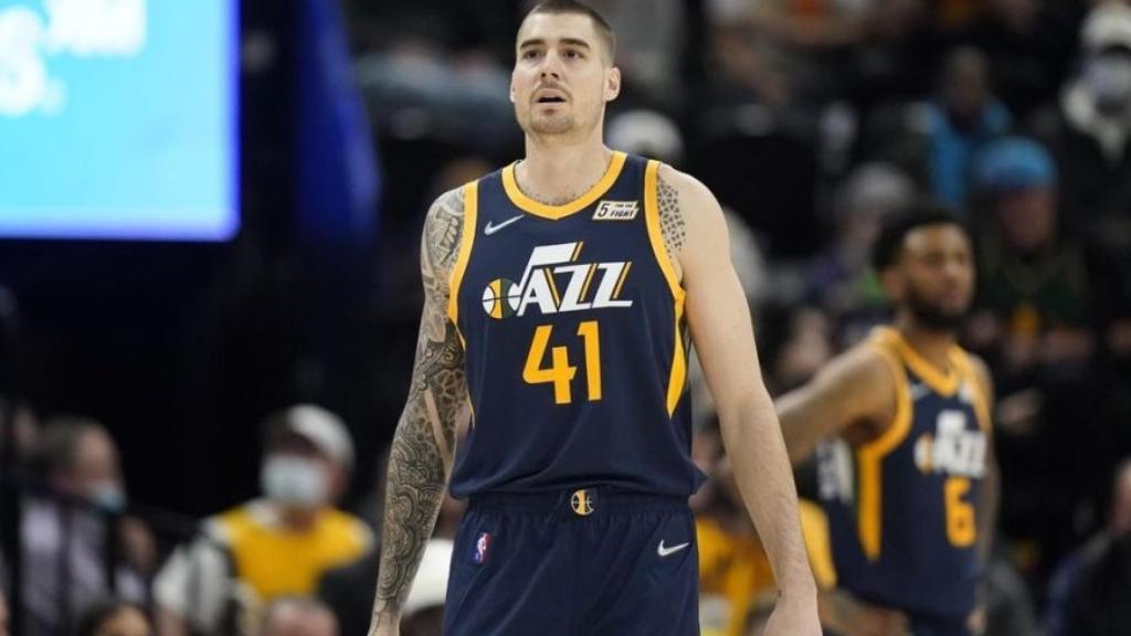 Juancho Hernangómez durante un partido con los Utah Jazz