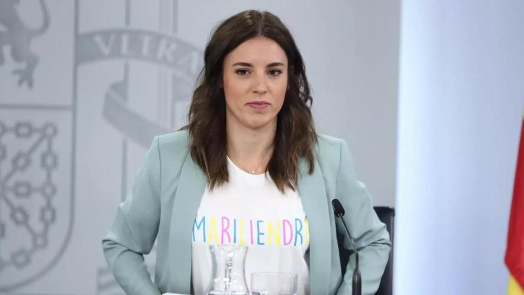 La ministra Irene Montero, en la sala de prensa de Moncloa, la semana pasada.