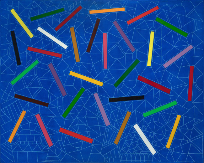 Alfredo Alcain. Palitos de colores sobre azul, 2018. Foto: MARCO