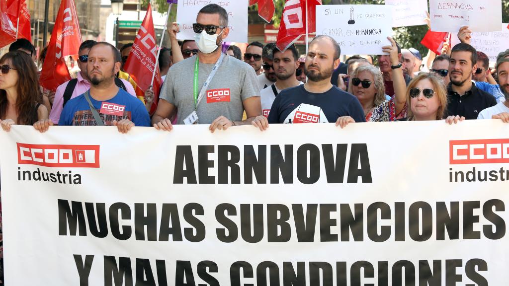 Empleados de Aernnova se manifiestan en Toledo. / Foto: Óscar Huertas.