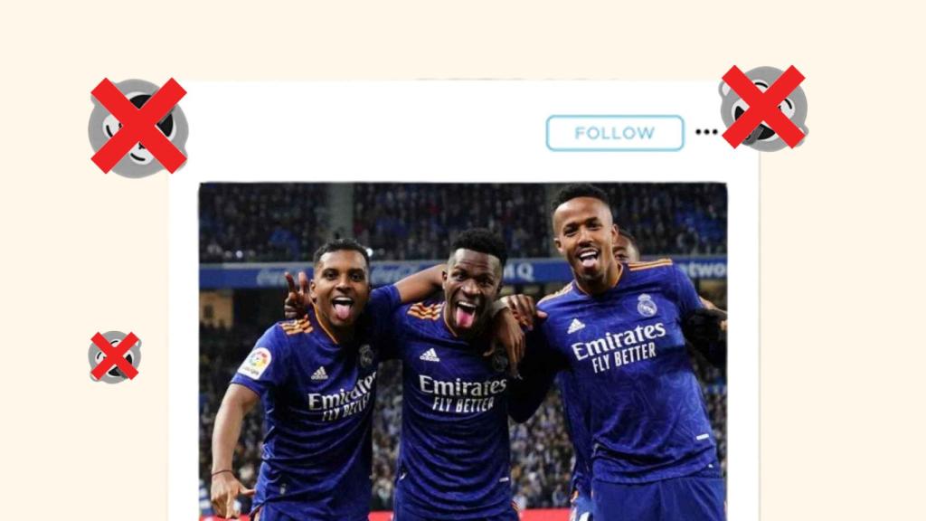 La publicación que se llenó de comentarios racistas con la foto de Militao, Vinicius y Rodrygo.