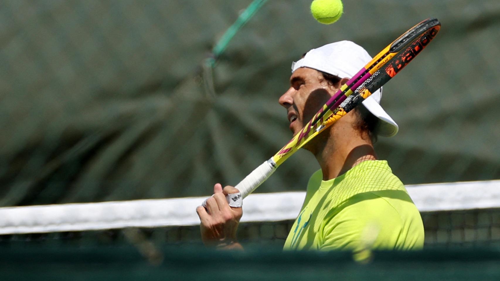 Rafa Nadal, durante el entrenamiento de este jueves.