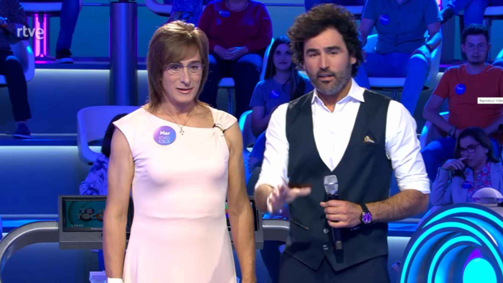 Mar Vázquez y Raúl Gómez en el programa de televisión 'Te ha tocado'