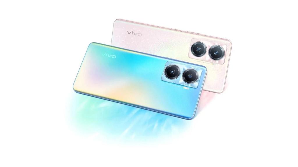 Vivo Y77 en rosa y azul