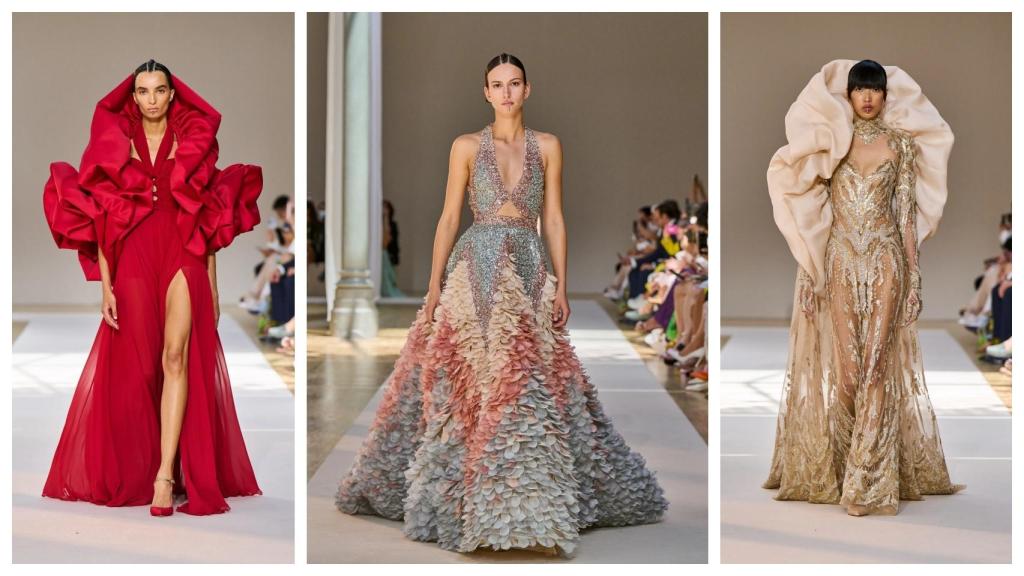 Tres propuestas de Elie Saab para su desfile de Alta Costura.