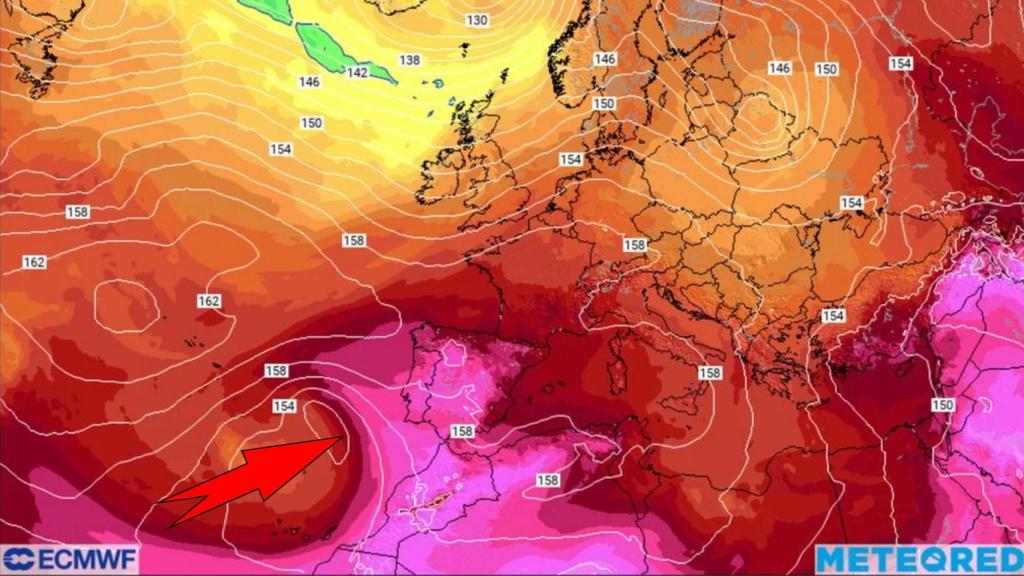 La circulación de la DANA desde el oeste. Meteored.