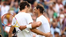 Taylor Fritz y Rafa Nadal, en Wimbledon