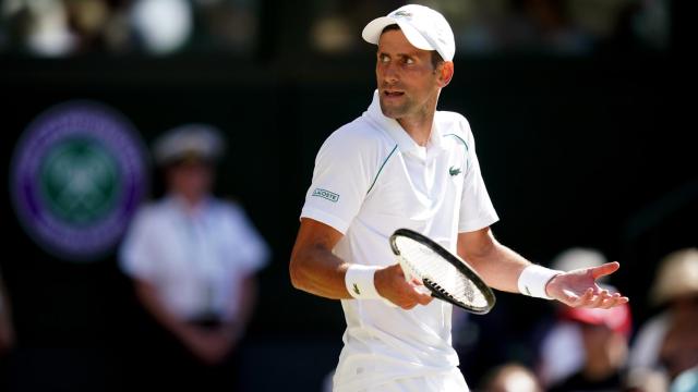 Djokovic durante un lance de las semifinales de Wimbledon