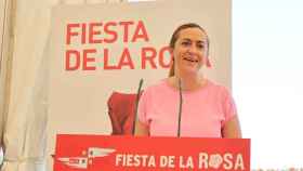 Virginia Barcones, en la Fiesta de la Rosa del PSOE de Palencia