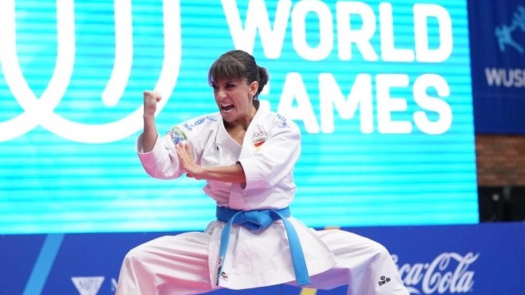 Sandra Sánchez en Birminghan. Foto: @worldkarate_wkf