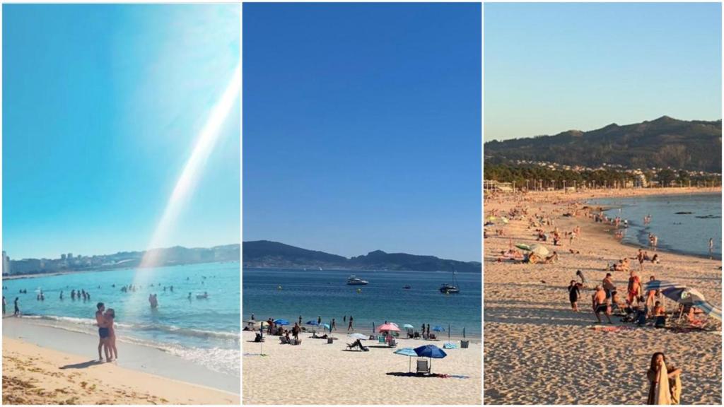 Playas repletas contra la ola de calor en Galicia