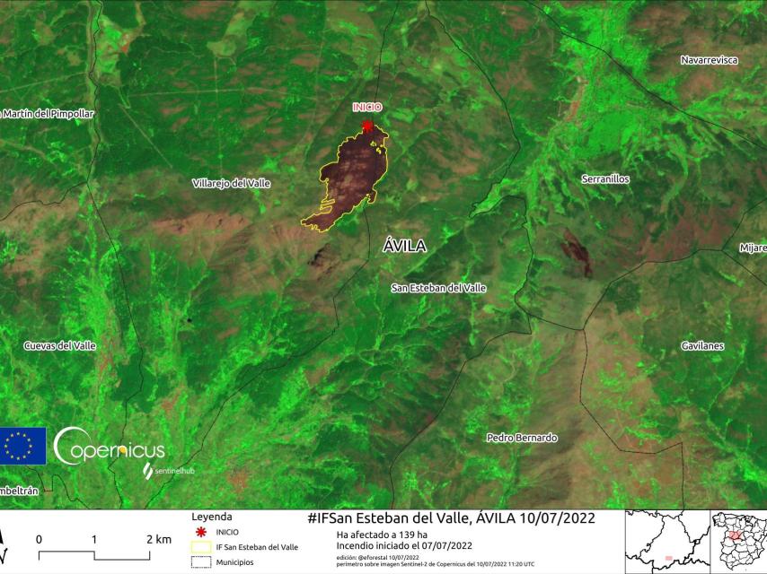 El territorio afectado por el incendio.