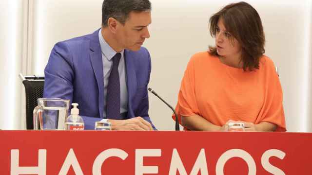 Adriana Lastra y Pedro Sánchez, en una de las últimas reuniones de la Ejecutiva del PSOE.