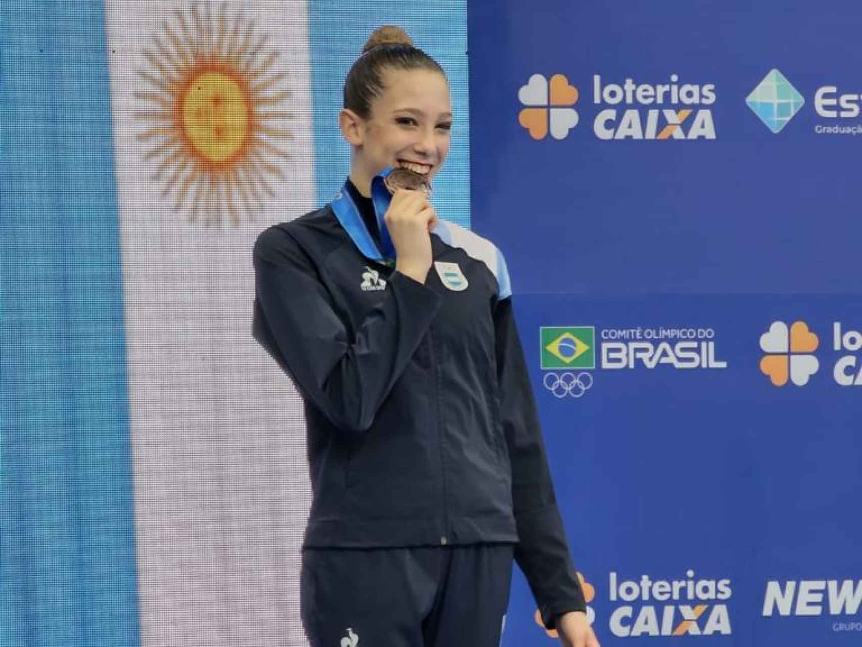 La argentina del Club Ritmo de León, Sol Martínez, en el podio de los Juegos Panamericanos de este fin de semana.